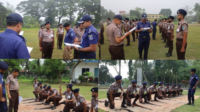 যশোরে বিভাগীয় পদোন্নতি পরীক্ষার প্যারেড ও অস্ত্র খোলা-জোড়া পরীক্ষা